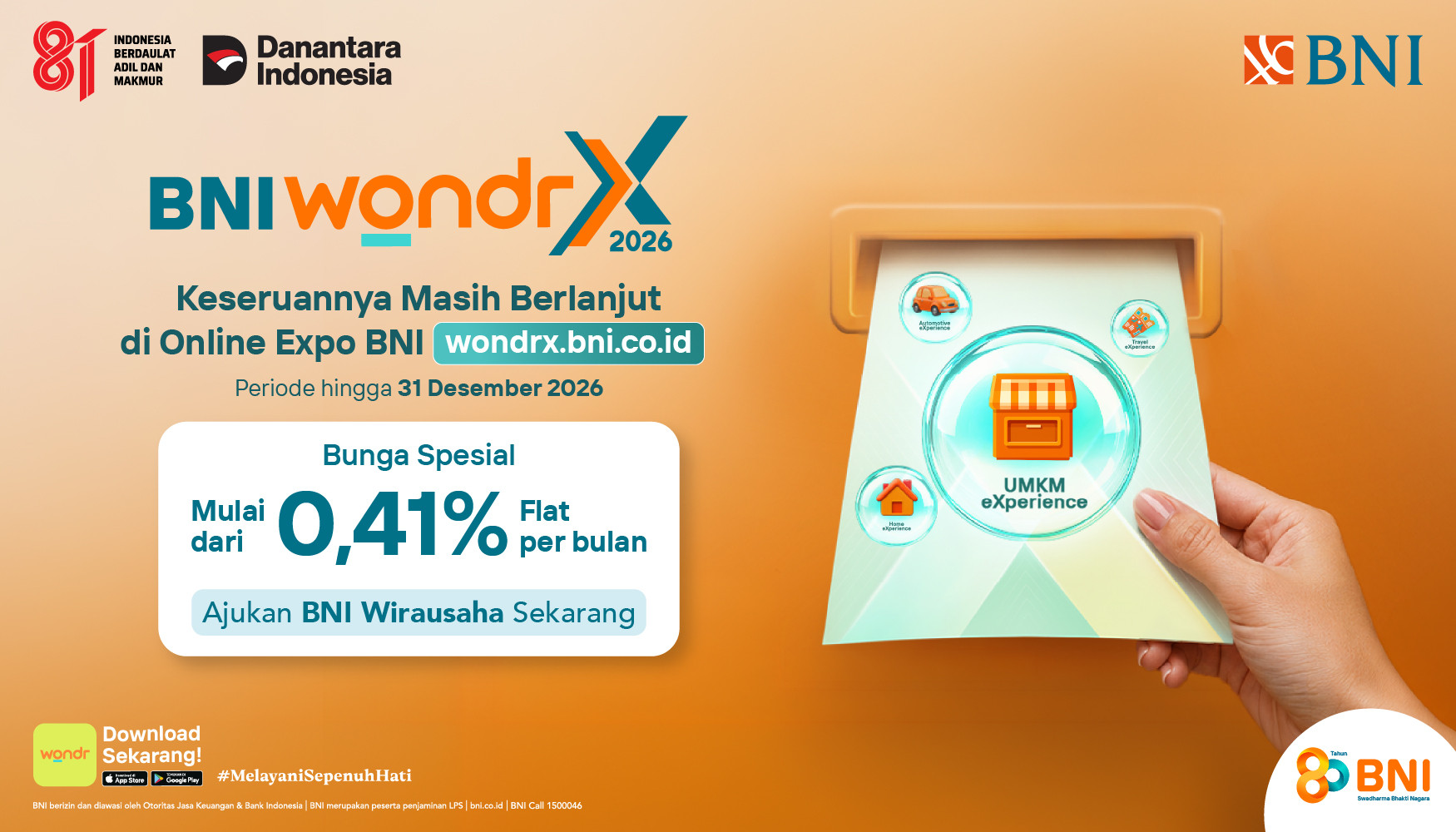 Nikmati Bunga Spesial Mulai dari 0,41% Flat Per Bulan untuk Pembiayaan BNI Wirausaha