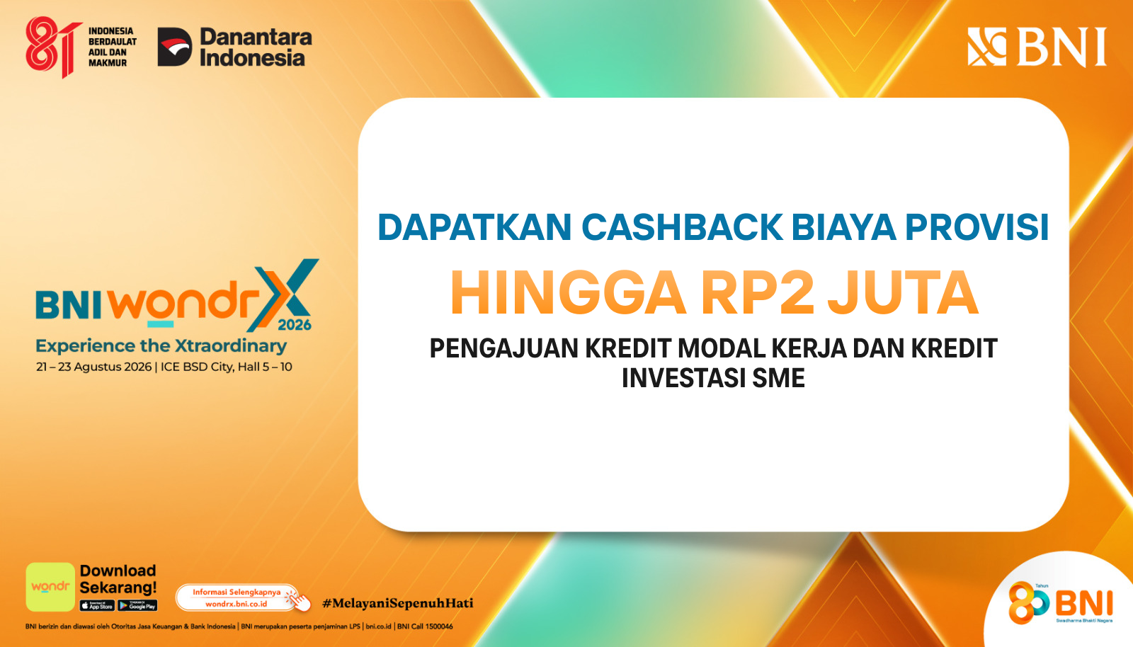 Kampanye BNI Kredit UMKM SME — Dapatkan Cashback Biaya Provisi hingga Rp2 Juta, BNI wondrX 2026